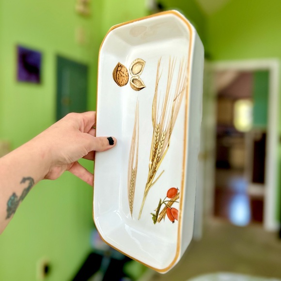 VTG Royal Worcester Wheat Walnut Berries Rectangular Kitchen Serving Tray - Picture 6 of 9